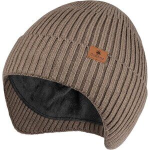 Ocatoma Winter Knit Beanie with Earflap Warm Soft Outdoor Hat Unisex Gift